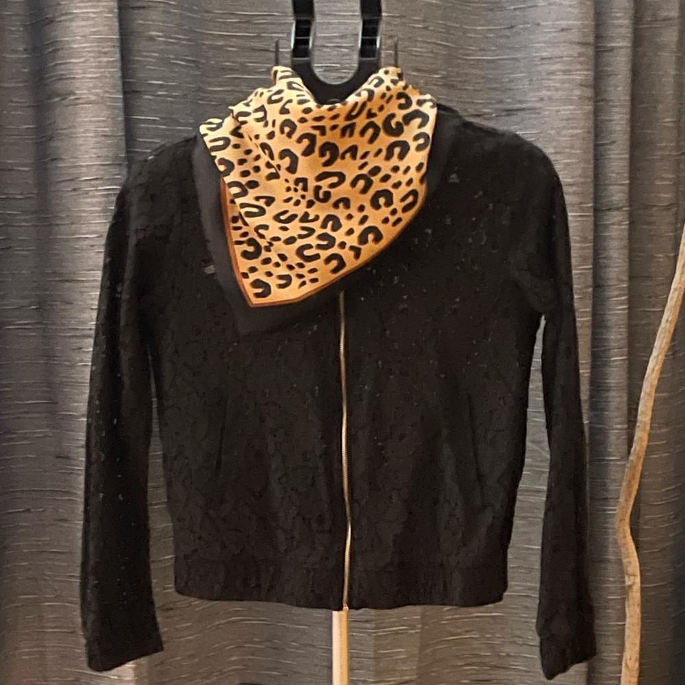 Women’s small black lace bomber jacket